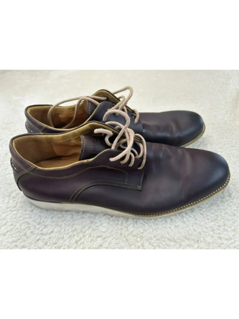 Cole Haan Mens Leather Lace-Up Brown Shoes Size 11M Round Toe Pre-Owned